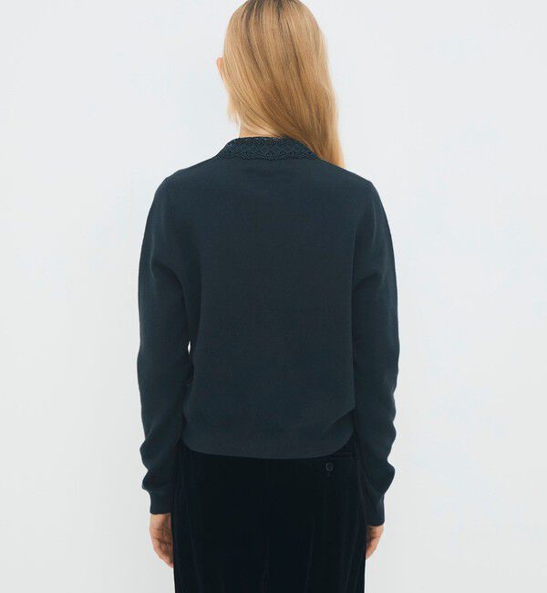 CABaN「コットンカシミヤ レースコンビポケットカーディガン」|カーディガン|