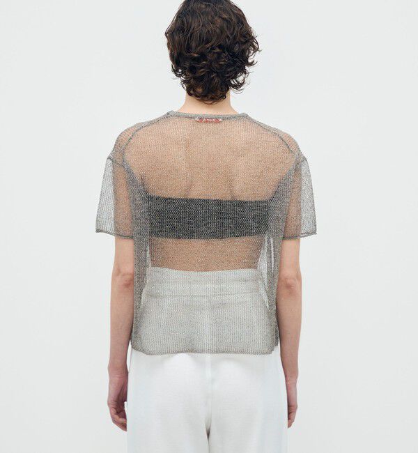 BACCA「【WEB先行予約】オーロラフィルム リネンハーフスリーブニット」|ニット・セーター|