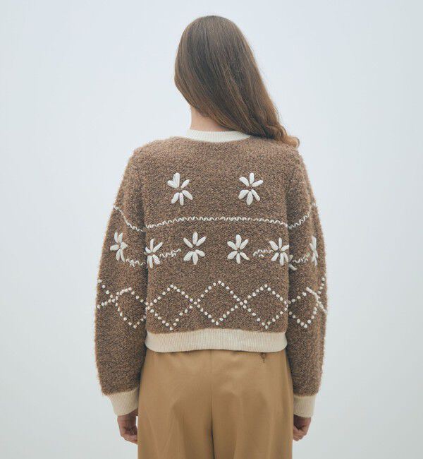 MACPHEE「ムートンエンブロイダリー クルーネックカーディガン」|カーディガン|