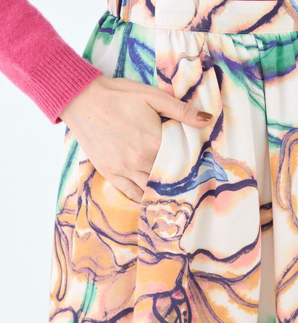 Ballsey「ドゥードルフラワープリント ロングギャザースカート」|フレア|