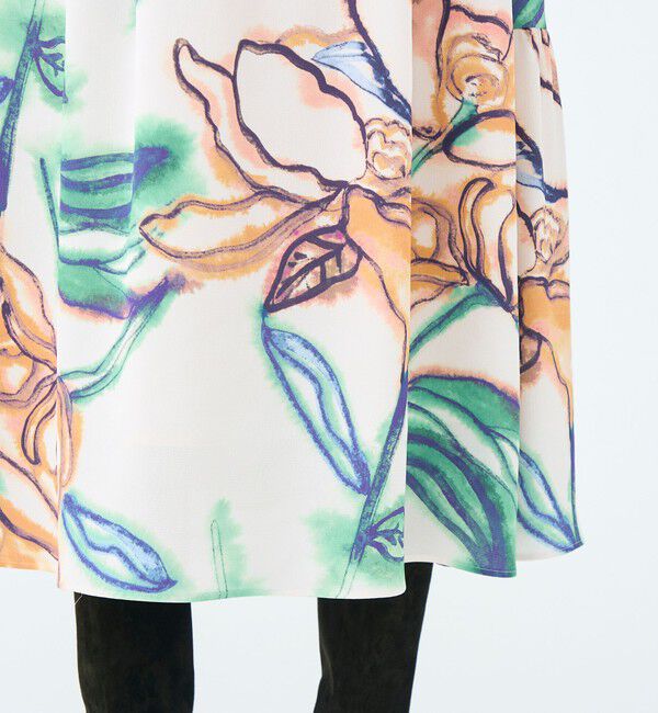 Ballsey「ドゥードルフラワープリント ロングギャザースカート」|フレア|