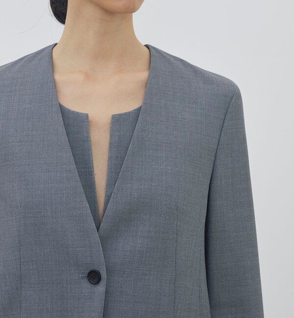 DES PRES「ポリエステルウールバラシャ Vカラージャケット」|ノーカラージャケット|