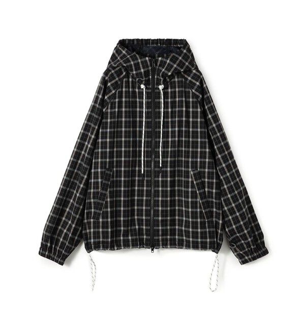 Edition「edition pourell Super 120'sトロチェック フーデットブルゾン」|ブルゾン・スタジャン|18 ブラック系