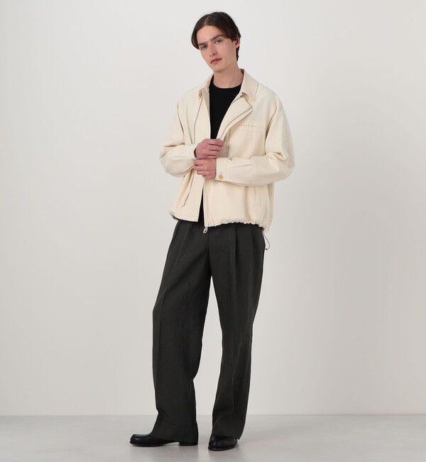 TOMORROWLAND MENS「コットンシルクグログラン ライダースブルゾン」|ブルゾン・スタジャン|