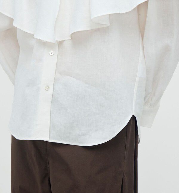 BACCA「【WEB先行予約】リネンローン ラッフルカラーシャツ」|シャツ・ブラウス|