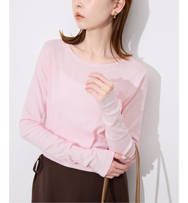 SLOBE IENA「《追加》miller SLOBE別注 SHEER RIB クルーネック」|Tシャツ・カットソー|ピンク A