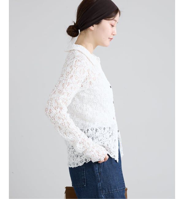 IENA「《追加》Flowerストレッチレース ポロシャツ」|Tシャツ・カットソー|