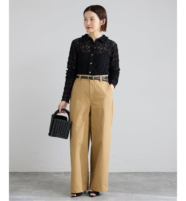 IENA「《追加》Flowerストレッチレース ポロシャツ」|Tシャツ・カットソー|