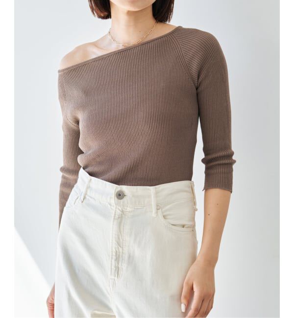 IENA「《予約》ウォッシャブル2WAYオフショルリブニット」|ニット・セーター|