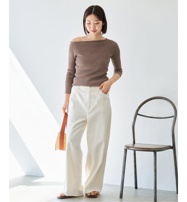 IENA「《予約》ウォッシャブル2WAYオフショルリブニット」|ニット・セーター|