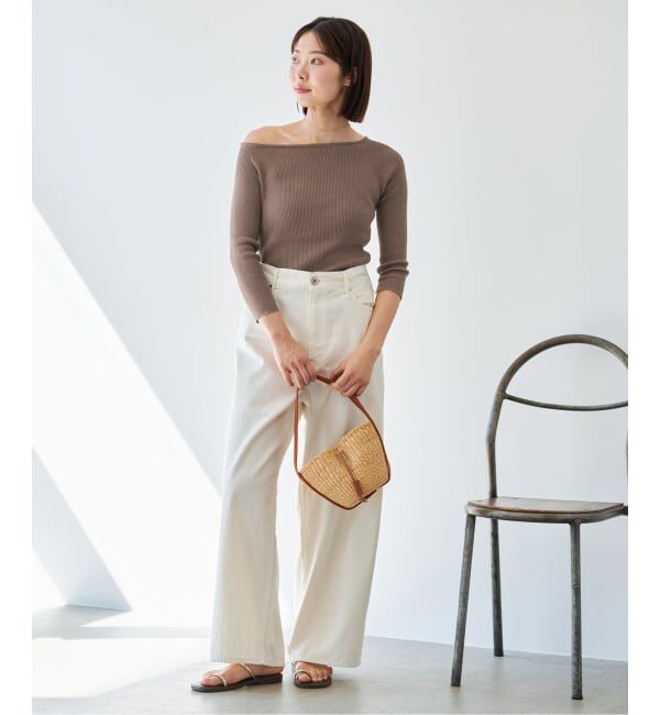 IENA「《予約》ウォッシャブル2WAYオフショルリブニット」|ニット・セーター|