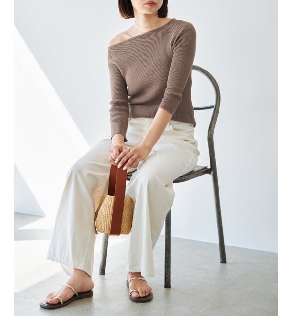 IENA「《予約》ウォッシャブル2WAYオフショルリブニット」|ニット・セーター|