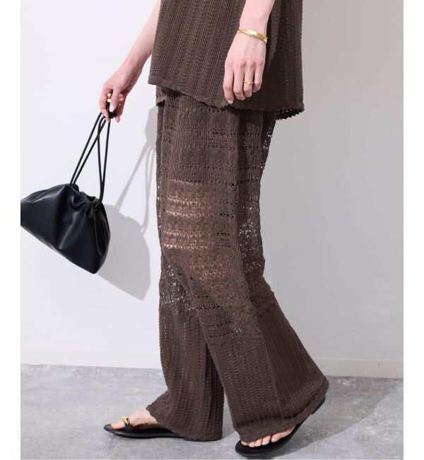 SLOBE IENA「《シリーズあり/予約》レース編みニットパンツ」|その他|ブラウン