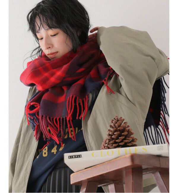 JOURNAL STANDARD relume「《追加2》アクリルチェックストール」|マフラー|レッド