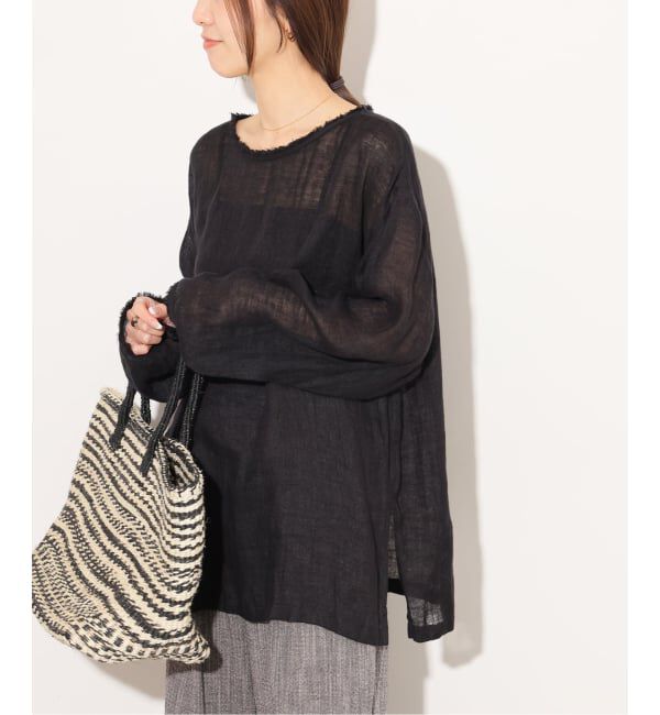 JOURNAL STANDARD relume「《予約》リネンガーゼロングスリーブビッグプルオーバー」|シャツ・ブラウス|ブラック