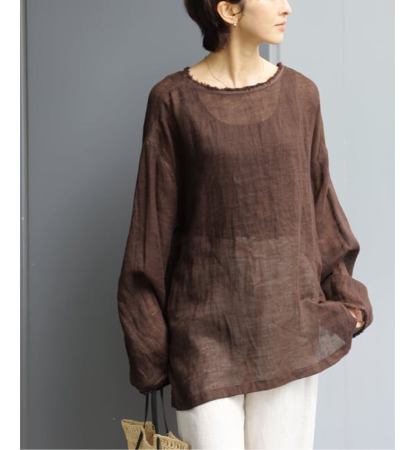 JOURNAL STANDARD relume「《予約》リネンガーゼロングスリーブビッグプルオーバー」|シャツ・ブラウス|ブラウン
