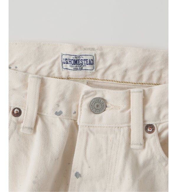 J.S.Homestead「J.S.Homestead / アイボリー モス ドリップ ワイド 5ポケット パンツ」|デニム|