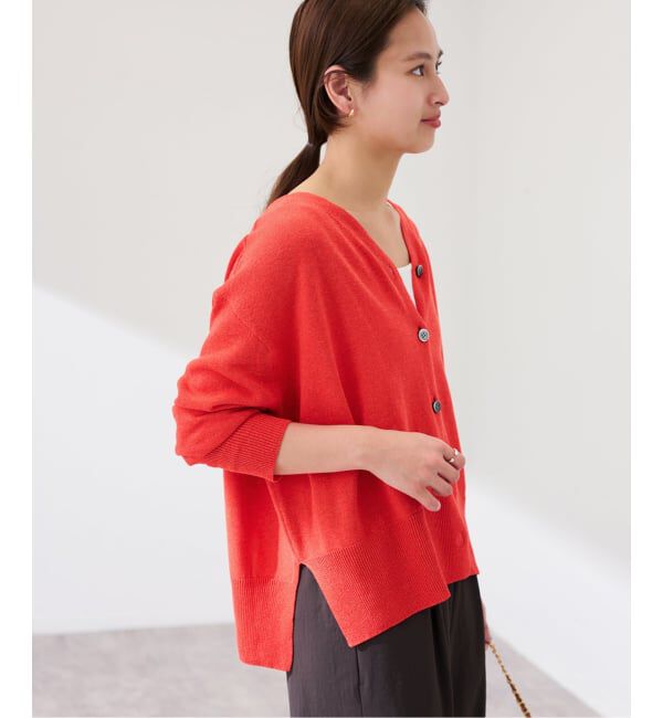 FRAMeWORK「ペーパーコットン Vカーディガン」|カーディガン|レッド