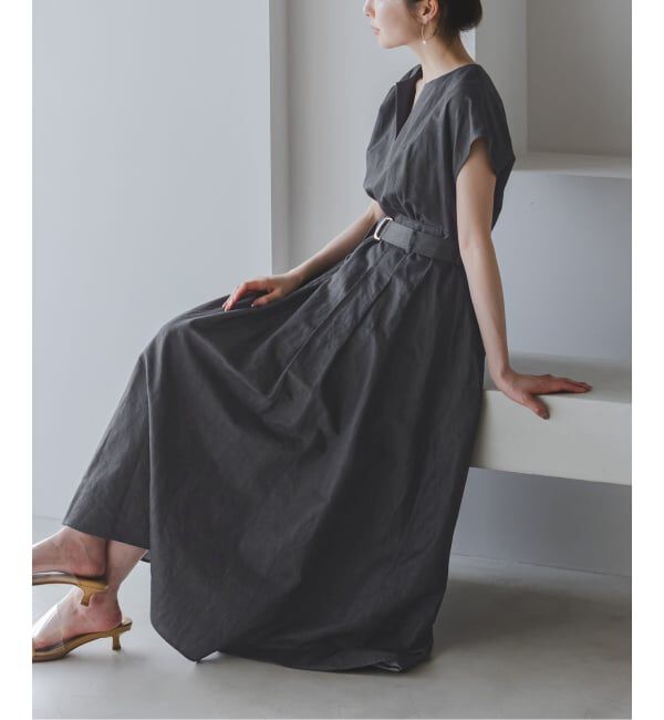 NOBLE「《予約》ベルテッドフィット&フレアワンピース」|ワンピース|ブラック