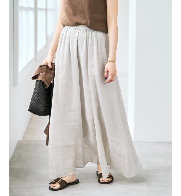 Spick and Span「《セットアップ可 / 予約》ラミーブレンドギャザーフレアスカート」|スカート|