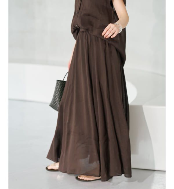 Spick and Span「《セットアップ可 / 予約》ラミーブレンドギャザーフレアスカート」|スカート|