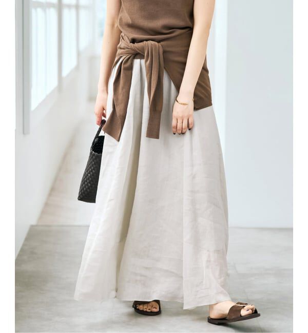 Spick and Span「《セットアップ可 / 予約》ラミーブレンドギャザーフレアスカート」|スカート|ベージュ A