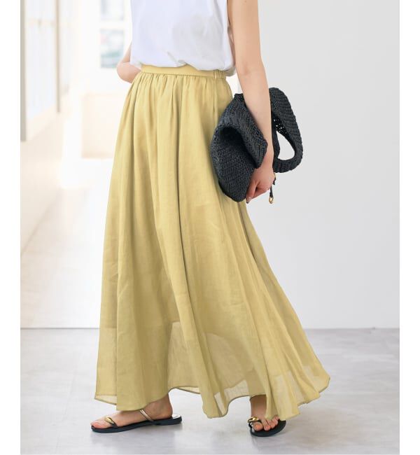 Spick and Span「《セットアップ可 / 予約》ラミーブレンドギャザーフレアスカート」|スカート|イエロー