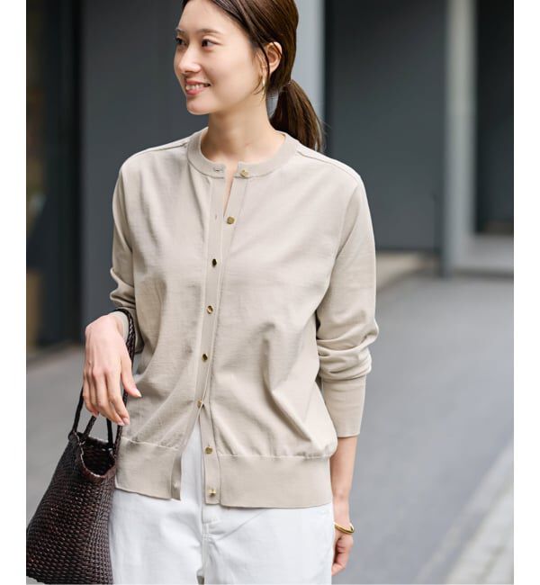 FRAMeWORK「CO/PL 18Gクルーカーディガン」|カーディガン|ベージュ