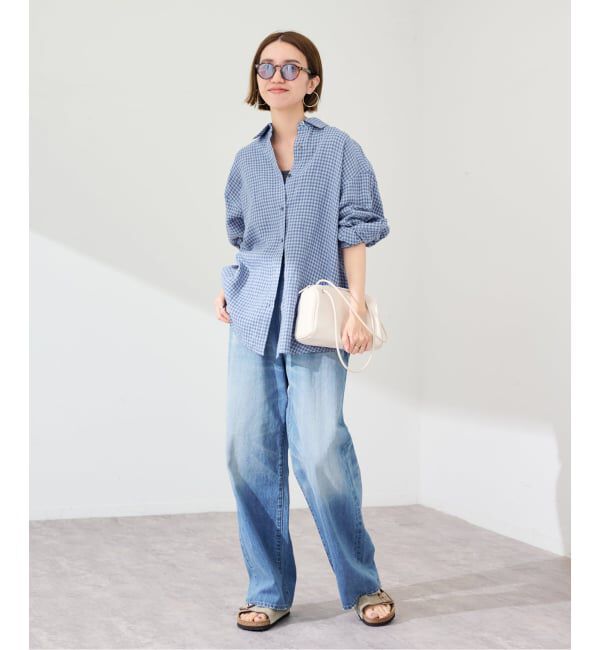 FRAMeWORK「≪一部カラーWEB限定 / 追加予約≫ライトフレンチリネンストライプ&チェックシャツ 2」|シャツ・ブラウス|