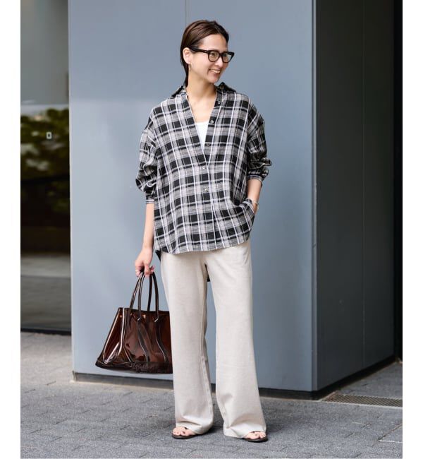 FRAMeWORK「≪一部カラーWEB限定 / 追加予約≫ライトフレンチリネンストライプ&チェックシャツ 2」|シャツ・ブラウス|