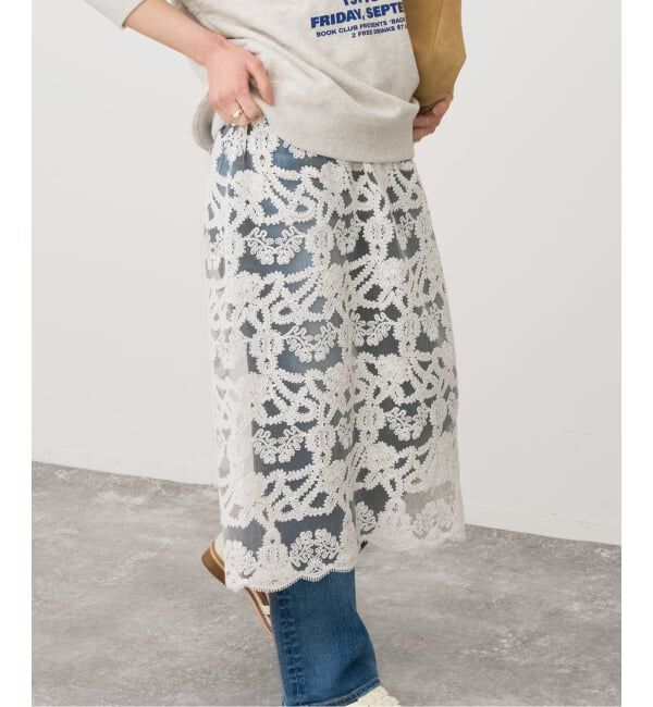 Spick and Span「《新色有り / 追加予約》コードエンブロイダリーチュールレイヤースカート」|スカート|