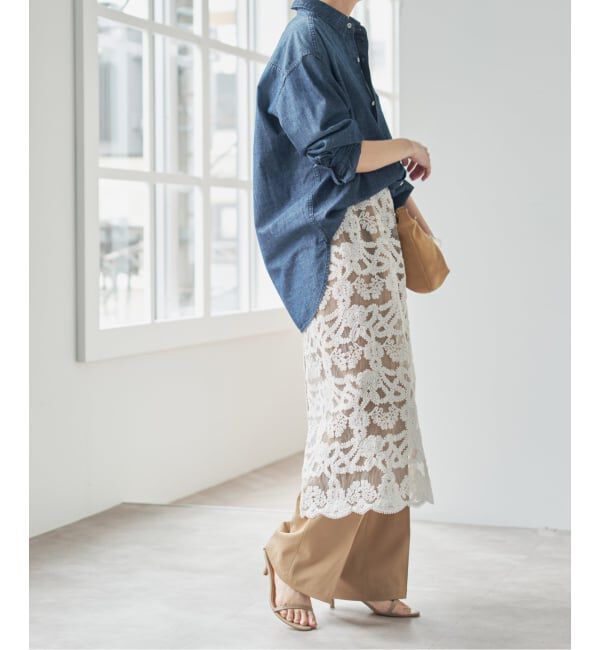 Spick and Span「《新色有り / 追加予約》コードエンブロイダリーチュールレイヤースカート」|スカート|