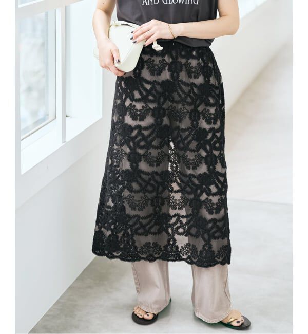 Spick and Span「《新色有り / 追加予約》コードエンブロイダリーチュールレイヤースカート」|スカート|