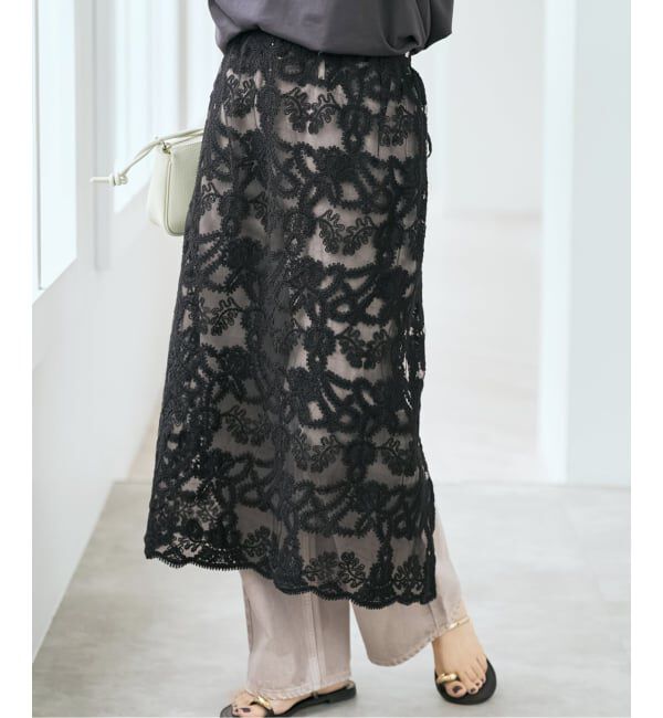 Spick and Span「《新色有り / 追加予約》コードエンブロイダリーチュールレイヤースカート」|スカート|