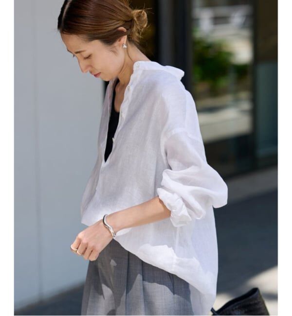 FRAMeWORK「≪追加予約≫フレンチリネンバンドカラーシャツ 2」|シャツ・ブラウス|