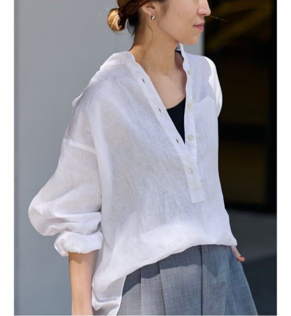 FRAMeWORK「≪追加予約≫フレンチリネンバンドカラーシャツ 2」|シャツ・ブラウス|