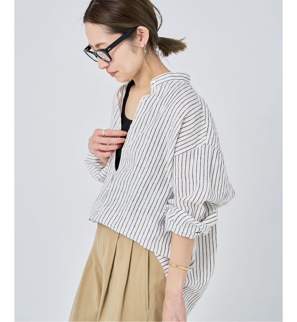 FRAMeWORK「≪追加予約≫フレンチリネンバンドカラーシャツ 2」|シャツ・ブラウス|