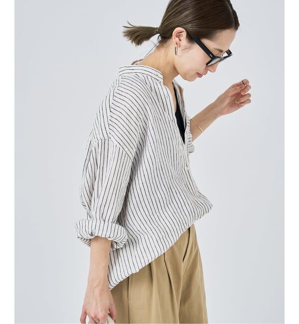 FRAMeWORK「≪追加予約≫フレンチリネンバンドカラーシャツ 2」|シャツ・ブラウス|