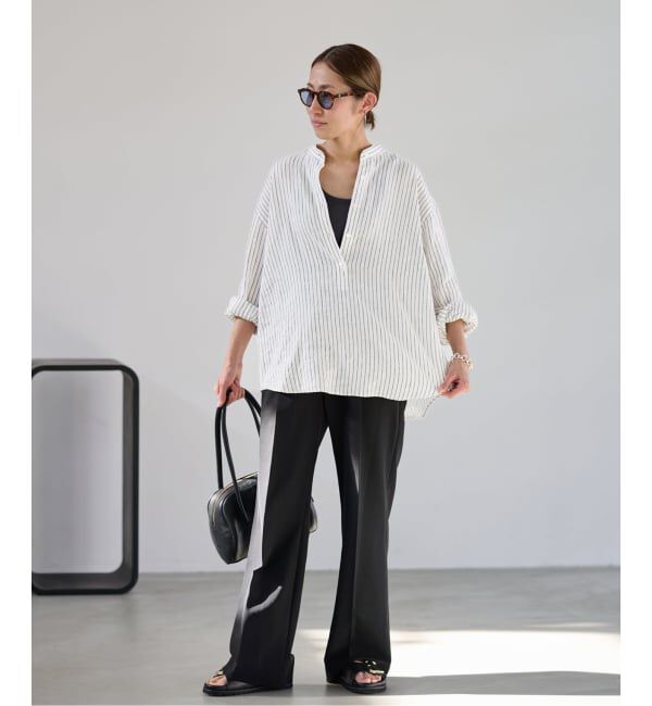 FRAMeWORK「≪追加予約≫フレンチリネンバンドカラーシャツ 2」|シャツ・ブラウス|