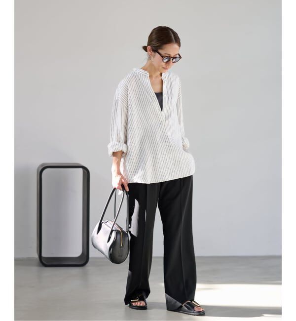 FRAMeWORK「≪追加予約≫フレンチリネンバンドカラーシャツ 2」|シャツ・ブラウス|