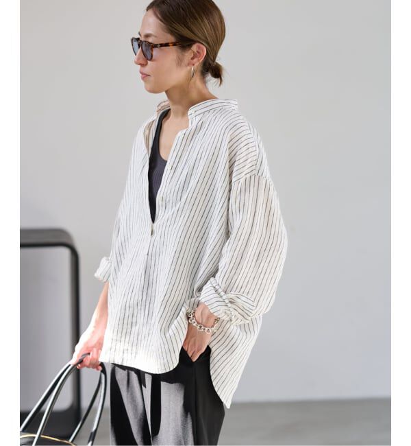 FRAMeWORK「≪追加予約≫フレンチリネンバンドカラーシャツ 2」|シャツ・ブラウス|