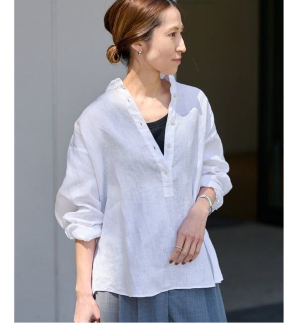 FRAMeWORK「≪追加予約≫フレンチリネンバンドカラーシャツ 2」|シャツ・ブラウス|