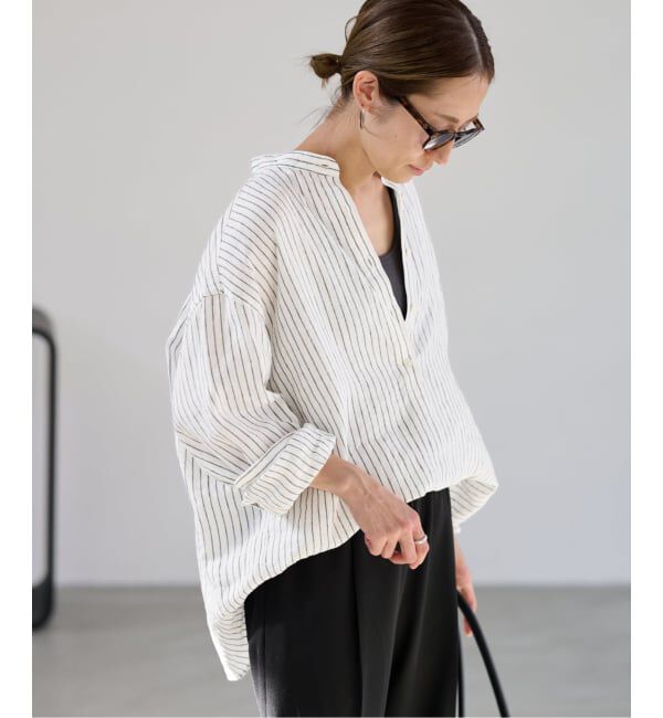 FRAMeWORK「≪追加予約≫フレンチリネンバンドカラーシャツ 2」|シャツ・ブラウス|