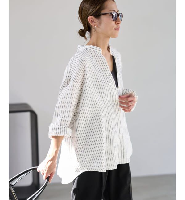 FRAMeWORK「≪追加予約≫フレンチリネンバンドカラーシャツ 2」|シャツ・ブラウス|