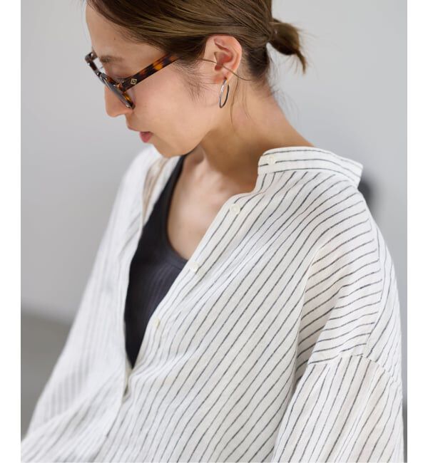 FRAMeWORK「≪追加予約≫フレンチリネンバンドカラーシャツ 2」|シャツ・ブラウス|