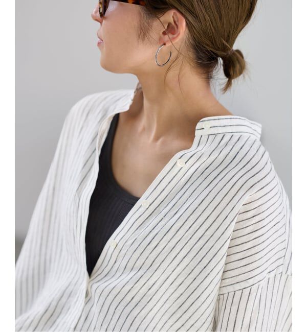 FRAMeWORK「≪追加予約≫フレンチリネンバンドカラーシャツ 2」|シャツ・ブラウス|