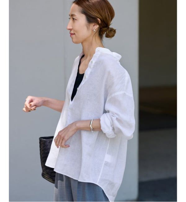 FRAMeWORK「≪追加予約≫フレンチリネンバンドカラーシャツ 2」|シャツ・ブラウス|