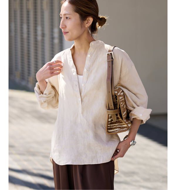 FRAMeWORK「≪追加予約≫フレンチリネンバンドカラーシャツ 2」|シャツ・ブラウス|