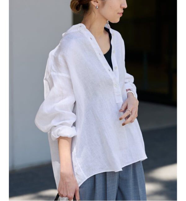 FRAMeWORK「≪追加予約≫フレンチリネンバンドカラーシャツ 2」|シャツ・ブラウス|