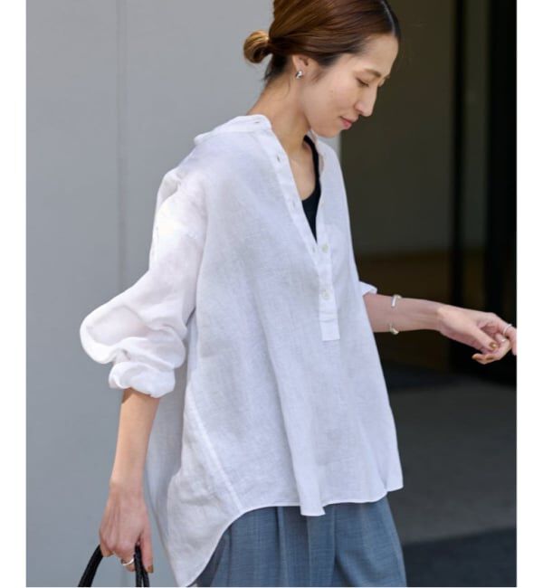 FRAMeWORK「≪追加予約≫フレンチリネンバンドカラーシャツ 2」|シャツ・ブラウス|